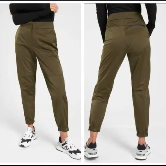 Athleta Radiant High Rise Radiant Zipper Jogger Pant Tortuga Olive Green 8P - Picture 2 of 10